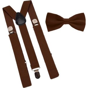 Bretels inclusief vlinderdas - Donker bruin - met stevige clip - bretels - vlinderdas - strik - strikje - luxe - heren - unisex - giftset