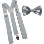Bretels inclusief vlinderdas - Grijs - met stevige clip - bretels - vlinderdas - strik - strikje - luxe - heren - unisex - giftset