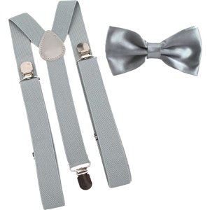 Bretels inclusief vlinderdas - Grijs - met stevige clip - bretels - vlinderdas - strik - strikje - luxe - heren - unisex - giftset