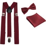 Bretels inclusief vlinderdas en pochette - Bordeaux rood - met stevige clip - bretels - vlinderdas - strik - strikje - pochet - luxe - unisex - heren - giftset
