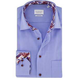 Eterna overhemd blauw katoen strijkvrij