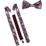 Luxe bretels inclusief vlinderdas - Gebloemd - Rood - met stevige clip - bretels - vlinderdas - strik - strikje - luxe - heren - unisex - giftset