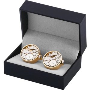 Manchetknopen met Mechanisch Horlogemechanisme - Luxe Manchetknopen met Horlogemechanisme - Goud