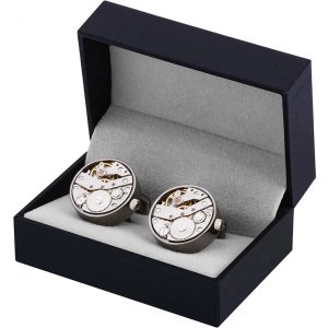 Manchetknopen met Mechanisch Horlogemechanisme - Luxe Manchetknopen met Horlogemechanisme - Zwart