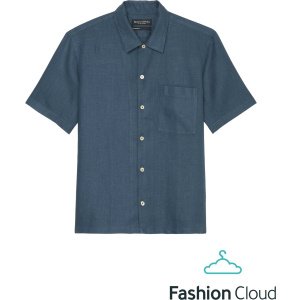 Marc O'Polo Overhemd Short Sleeves Linnen Navy - Maat M - Heren - Overhemden Casual