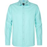 Petrol Industries - Heren Effen linnen overhemd Tealline - Blauw - Maat M