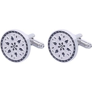 Plux Fashion Fancy Ronde Manchetknopen - Zilver - 1,5cm - Heren - Sieraden - Zilveren Manchetknopen - Fancy Manchetknopen - Stainless Steel - Manchetknopen - Sieraden Cadeau - Luxe Style - Duurzame Kwaliteit - Vaderdag Cadeau