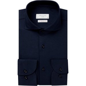 Profuomo Japanese Knitted Overhemd Donkerblauw - Maat 40 - Heren - Overhemden Formeel