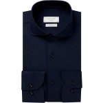 Profuomo Japanese Knitted Overhemd Donkerblauw - Maat 42 - Heren - Overhemden Formeel