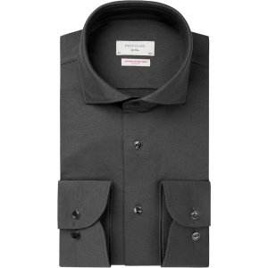 Profuomo - Japanese Knitted Overhemd Zwart - Heren - Maat 44 - Slim-fit