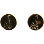 Vergulde gulden cent manchetknopen - jaar 1977