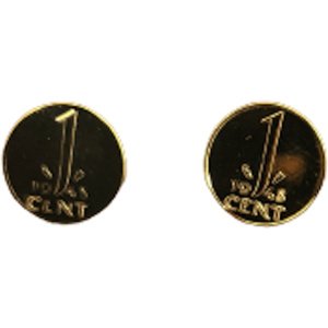 Vergulde gulden cent manchetknopen - jaar 1977