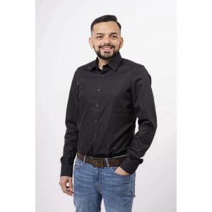 strijkvrij overhemd body fit zwart (6799-64-68N)