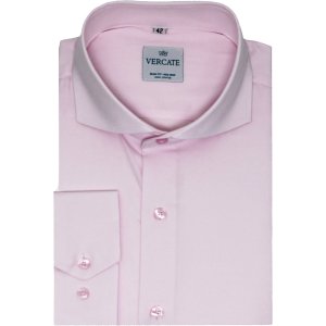 Vercate - Strijkvrij Overhemd - Roze - Slim Fit - Poplin - Lange Mouw - Heren - Maat 44/XL