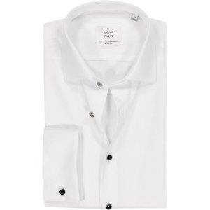 ETERNA slim fit overhemd - twill met dubbele manchet - wit - Strijkvrij - Boordmaat: 41