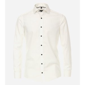 VENTI modern fit overhemd - popeline - wit met dubbele manchet - Strijkvrij - Boordmaat: 39