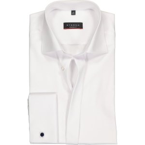 ETERNA modern fit overhemd mouwlengte 7 - twill met dubbele manchet - wit - Strijkvrij - Boordmaat: 46