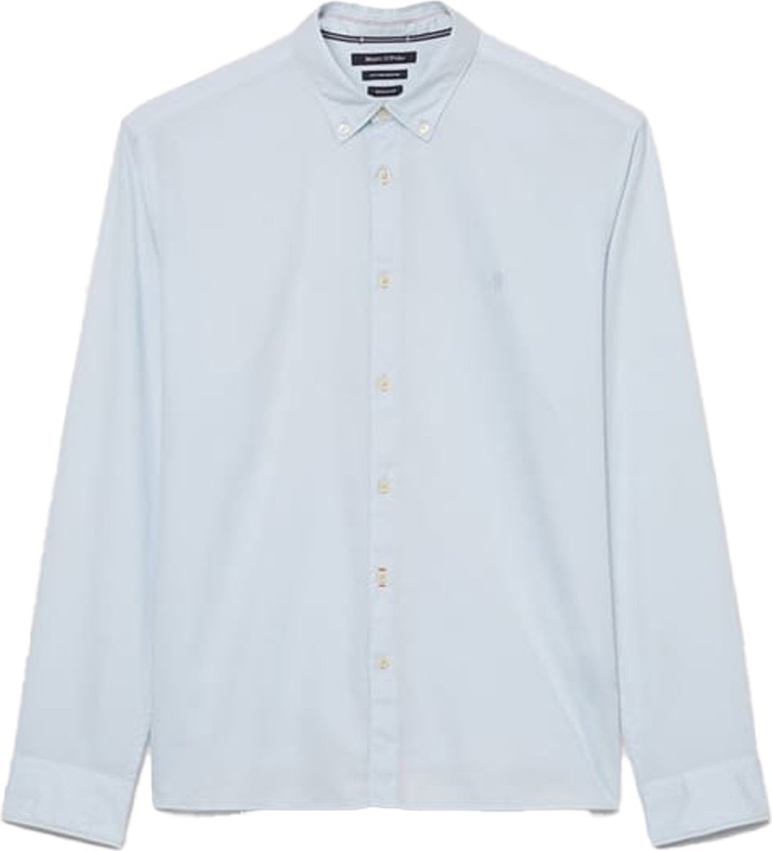 Marc O'Polo relaxed fit heren overhemd - structuur - lichtblauw - Strijkvriendelijk - Boordmaat: 37 - 38