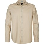 Petrol Industries - Heren Effen linnen overhemd Tealline - Bruin - Maat M