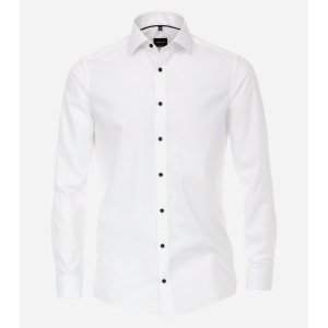 VENTI modern fit overhemd - popeline - wit met dubbele manchet - Strijkvrij - Boordmaat: 41