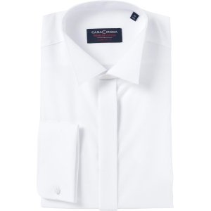CASA MODA comfort fit smoking overhemd - dubbele manchet en wing kraag - wit - Strijkvrij - Boordmaat: 43