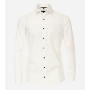 VENTI modern fit overhemd - popeline - wit met dubbele manchet - Strijkvrij - Boordmaat: 42